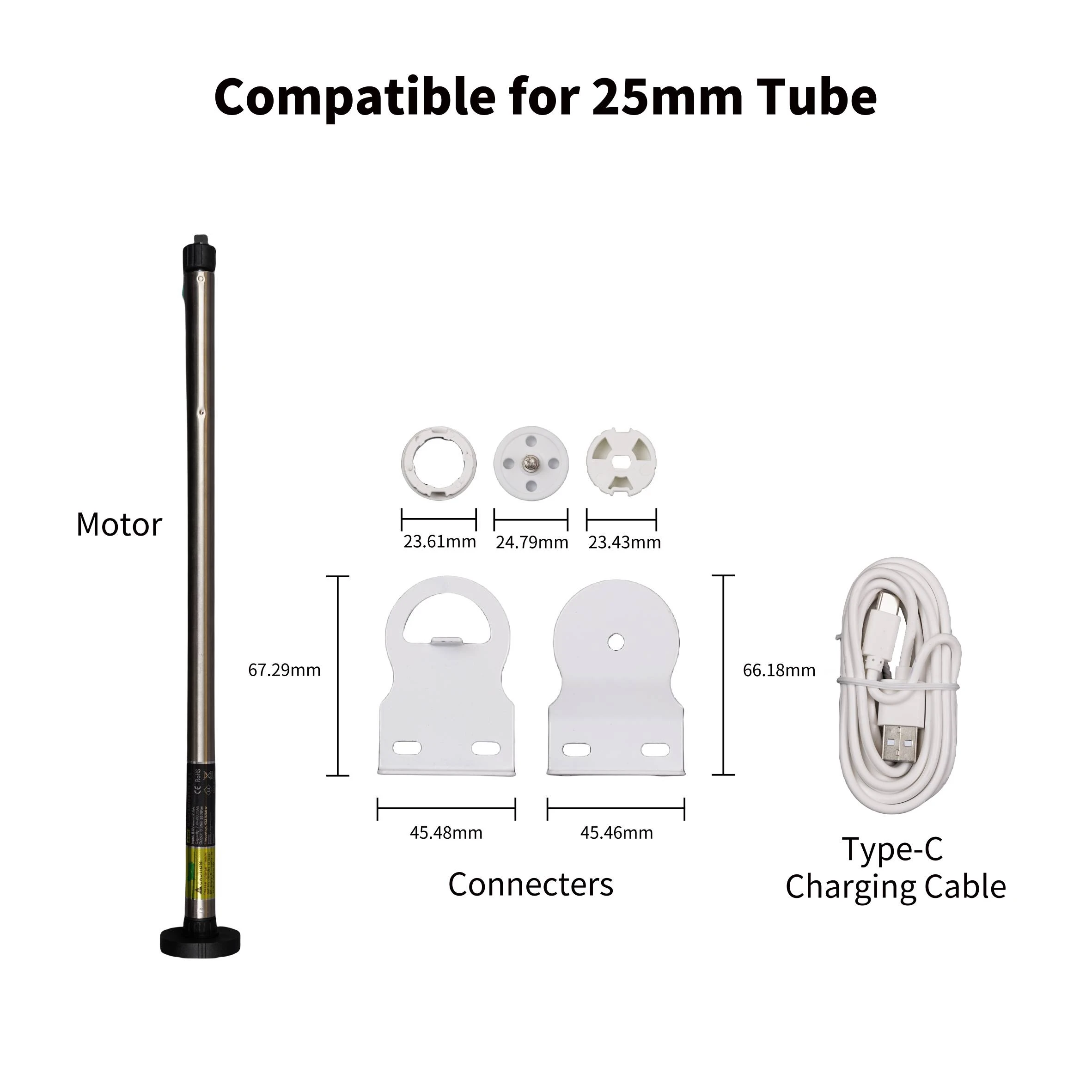 New Automatic AM15 Tubular Roller Blind Motor for 17/25mm Tube Motorized Electric Blind Shade RF433 Remote Control for 25mm Tube