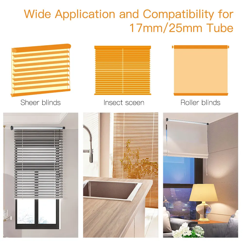 New Automatic AM15 Tubular Roller Blind Motor for 17/25mm Tube Motorized Electric Blind Shade RF433 Remote Control for 25mm Tube