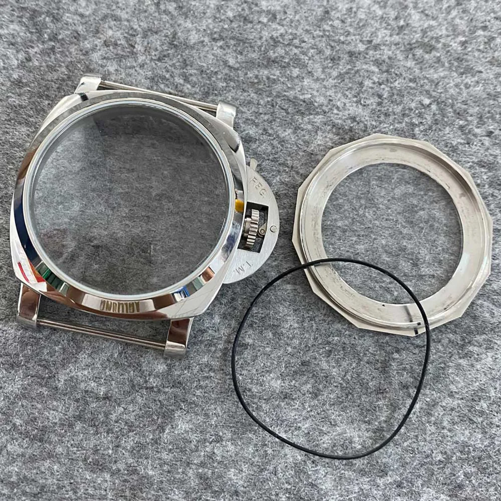 Polished 1950 Watch Case 44mm 316 Steel Shell Mineral Glass For ETA 6497/6498/ ST3600/ ST3620 Movement