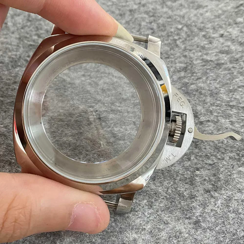 Polished 1950 Watch Case 44mm 316 Steel Shell Mineral Glass For ETA 6497/6498/ ST3600/ ST3620 Movement