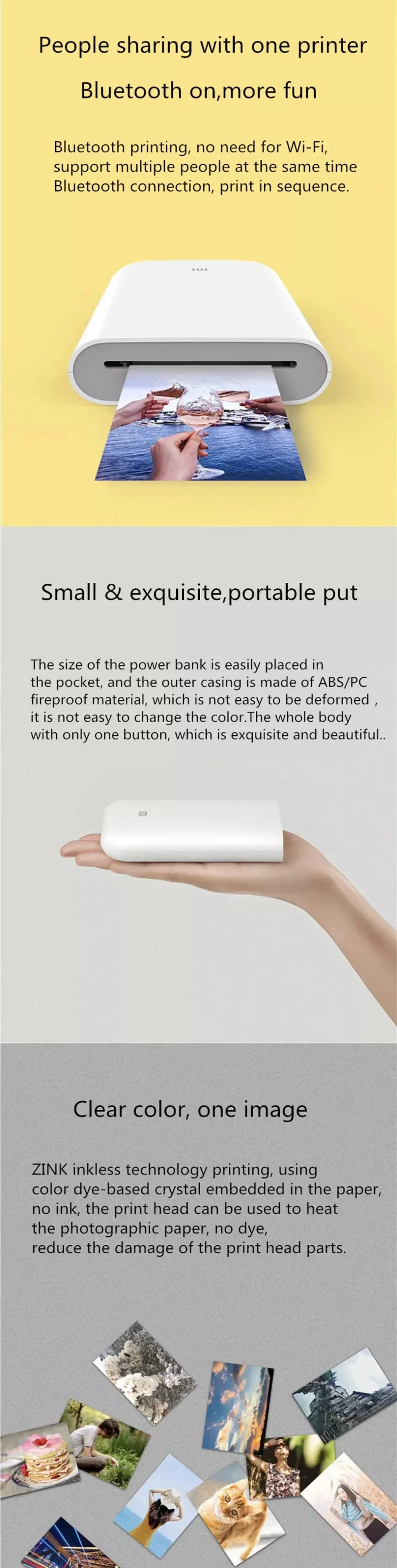 Xiaomi mijia AR Printer 300dpi Portable Photo Mini Pocket With DIY Share 500mAh picture printer pocket printer work with mijia