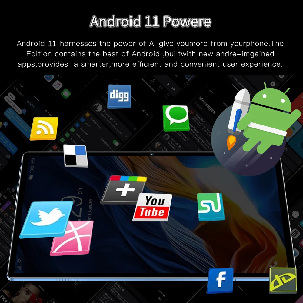 New 10.1-inch Tablet Pc 4GB RAM 64 ROM Supports video Calls Dual cameras Google Octa core Android 11.0 5000mAh Battery