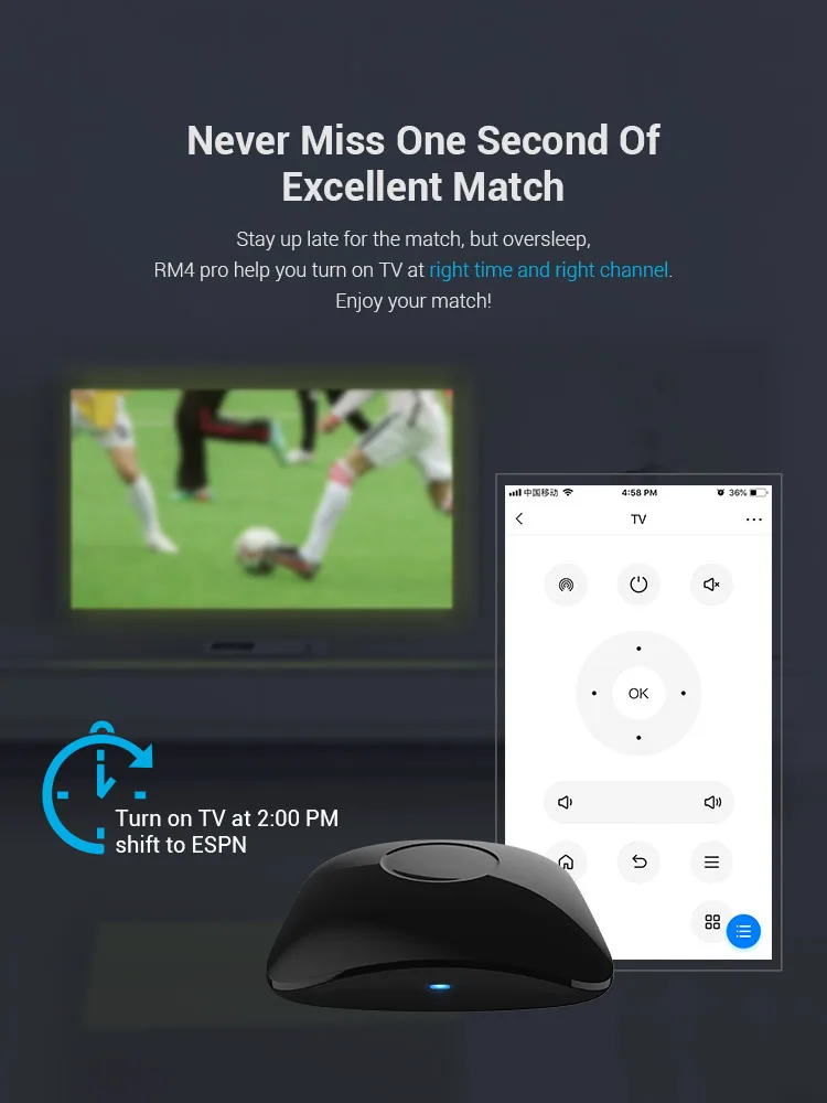 BroadLink RM4 Pro+ HTS2 Version Wireless Universal Remote Hub withTemp and Humidity Sensor Smart Home Solution