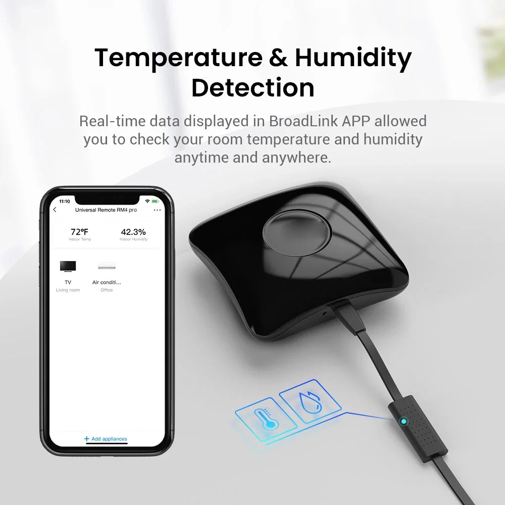 BroadLink RM4 Pro+ HTS2 Version Wireless Universal Remote Hub withTemp and Humidity Sensor Smart Home Solution