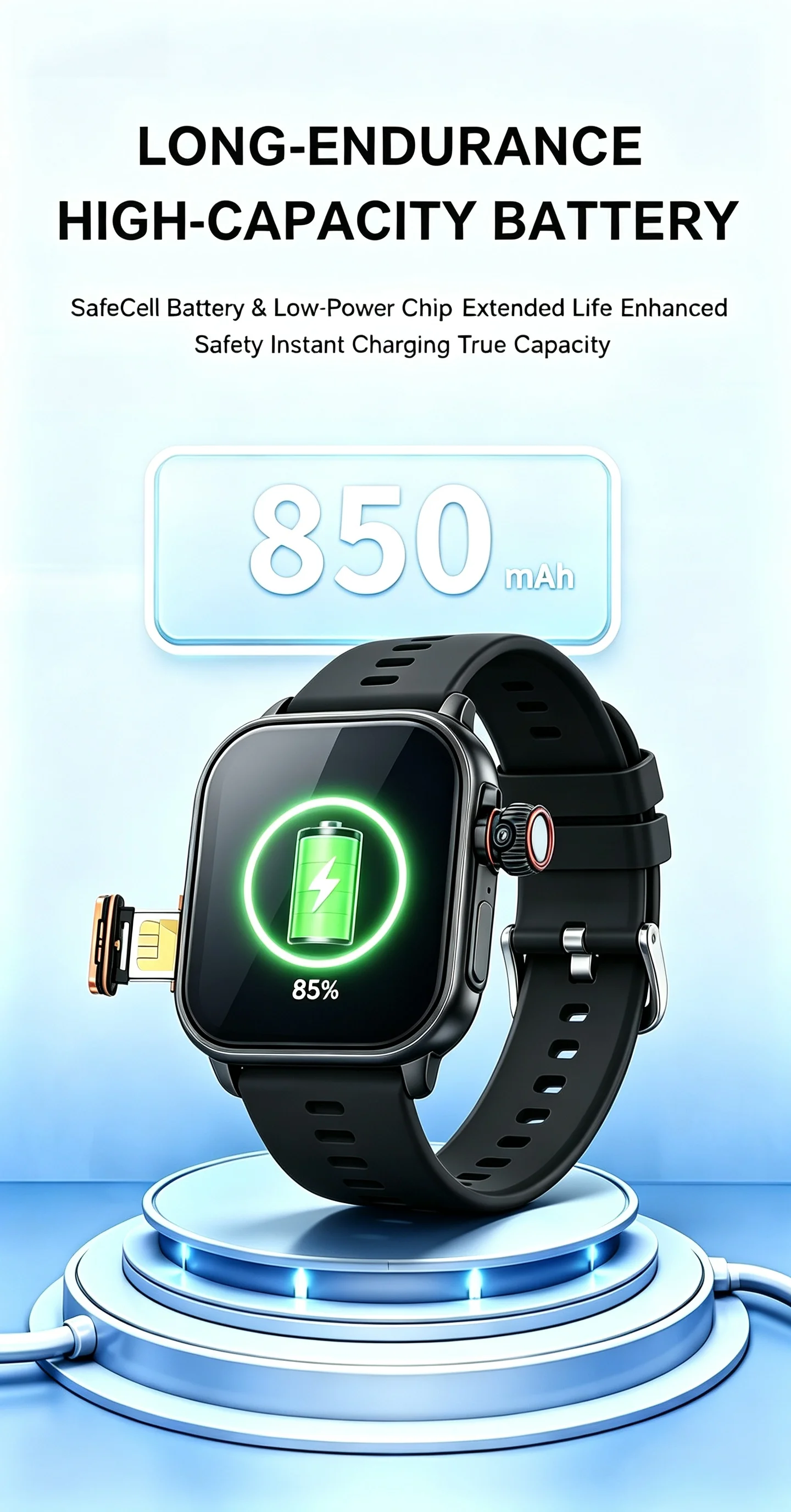 New Ultra Smart Watch 4G SIM Card 2.06''AMOLED Screen GPS WIFI 190°Rotating Camera Video Call Google Play Android Smartwatch