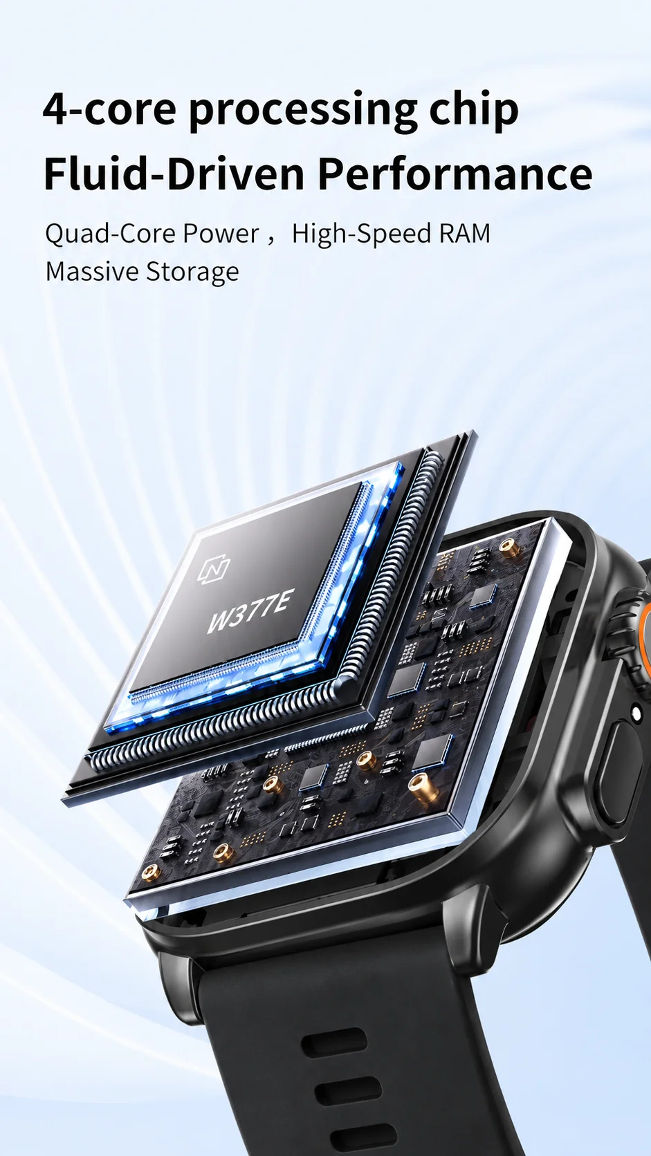 New Ultra Smart Watch 4G SIM Card 2.06''AMOLED Screen GPS WIFI 190°Rotating Camera Video Call Google Play Android Smartwatch