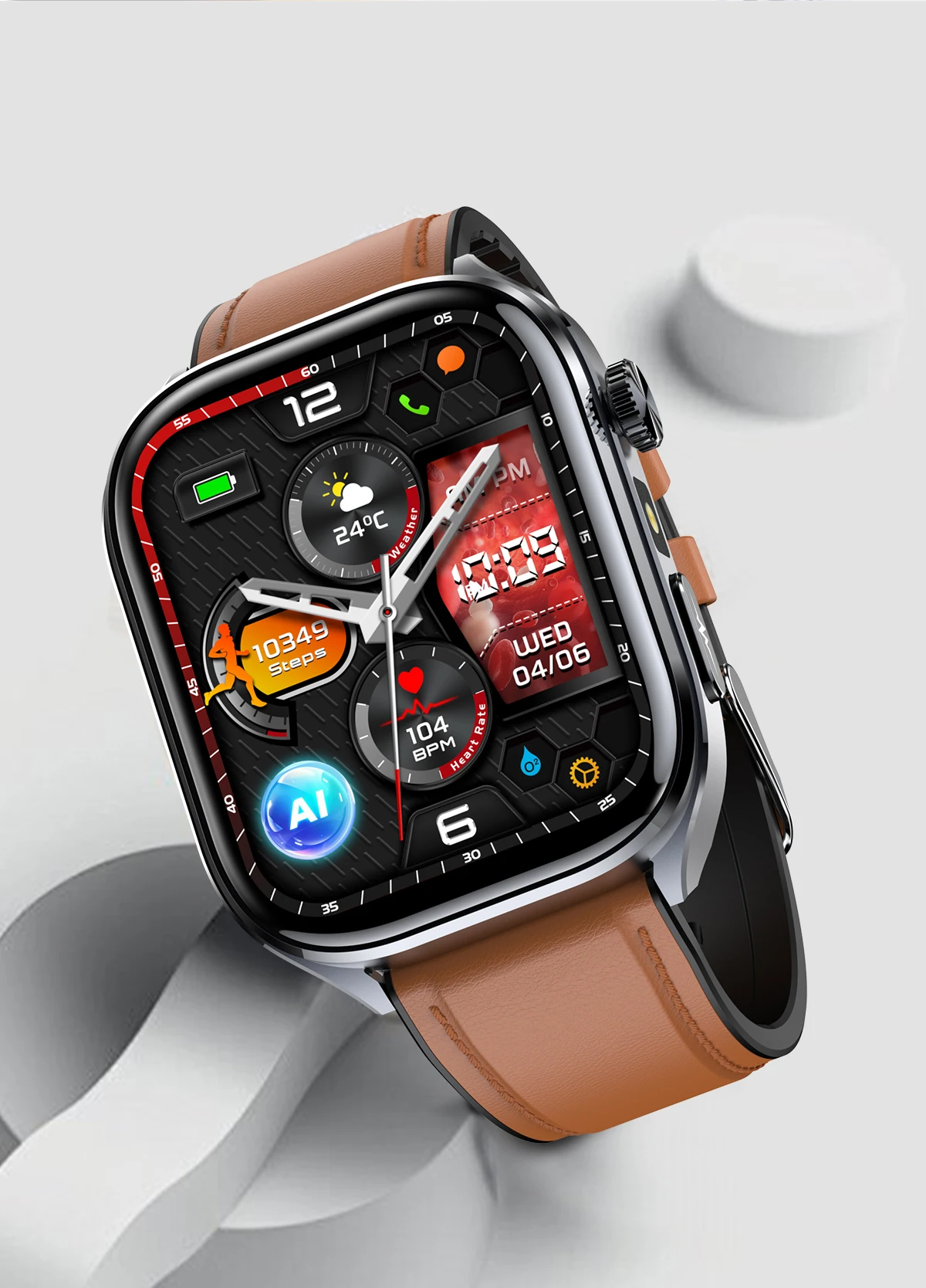 2026 New Body Fat Analysis Health Smart Watch For Men Women ECG Heart Uric Acid Blood Pressure 2.0" AMOLED Clock Call Smartwatch