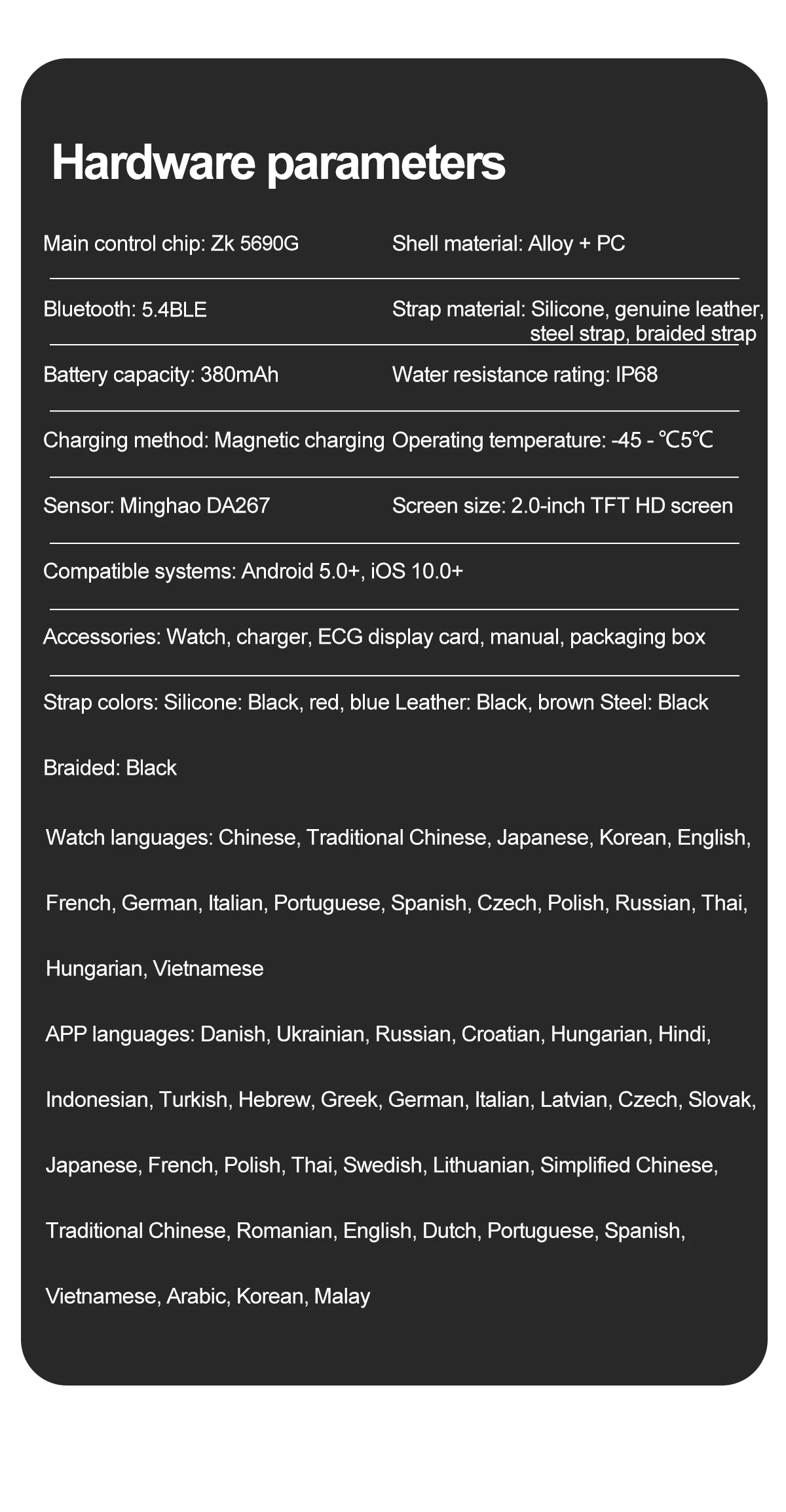 2026 New Body Fat Analysis Health Smart Watch For Men Women ECG Heart Uric Acid Blood Pressure 2.0" AMOLED Clock Call Smartwatch
