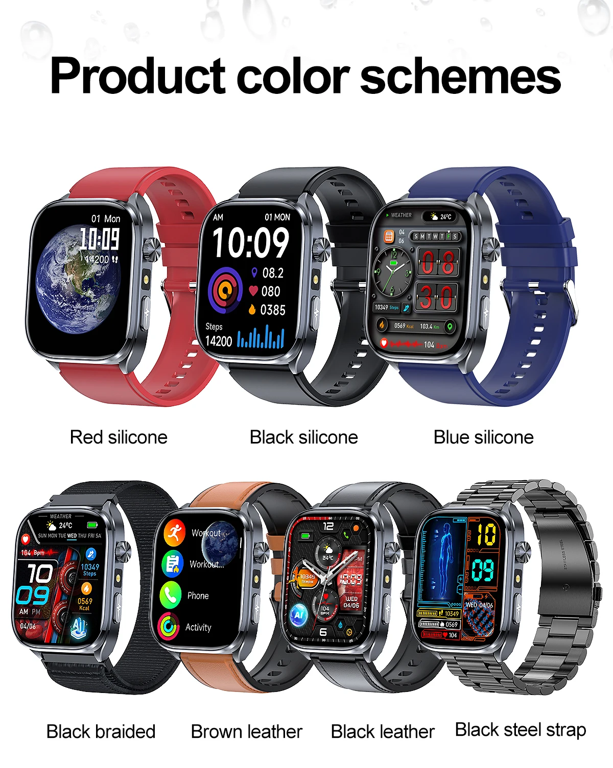 2026 New Body Fat Analysis Health Smart Watch For Men Women ECG Heart Uric Acid Blood Pressure 2.0" AMOLED Clock Call Smartwatch