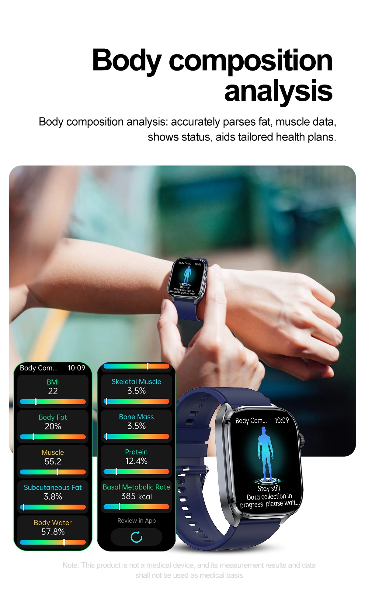 2026 New Body Fat Analysis Health Smart Watch For Men Women ECG Heart Uric Acid Blood Pressure 2.0" AMOLED Clock Call Smartwatch