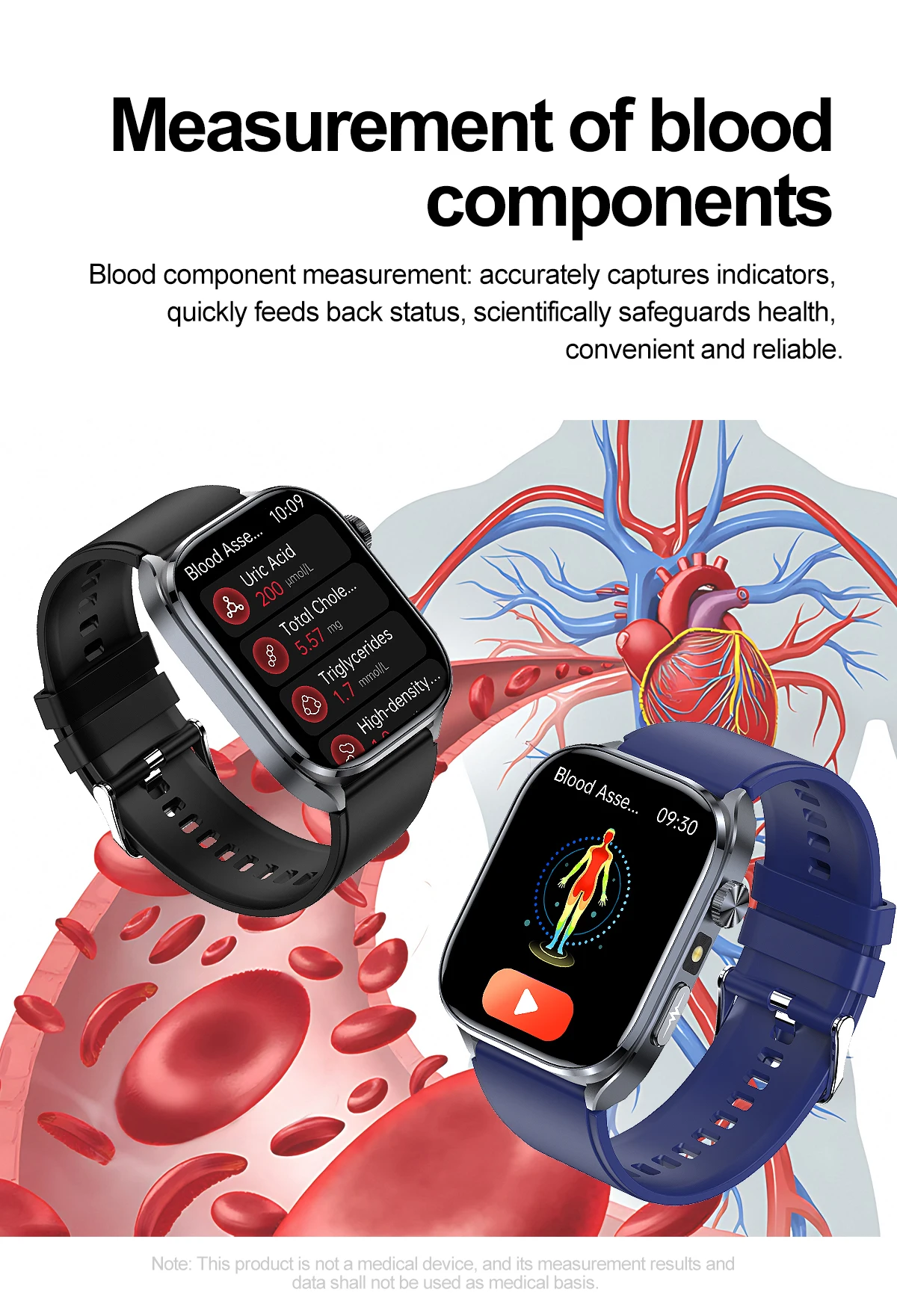 2026 New Body Fat Analysis Health Smart Watch For Men Women ECG Heart Uric Acid Blood Pressure 2.0" AMOLED Clock Call Smartwatch