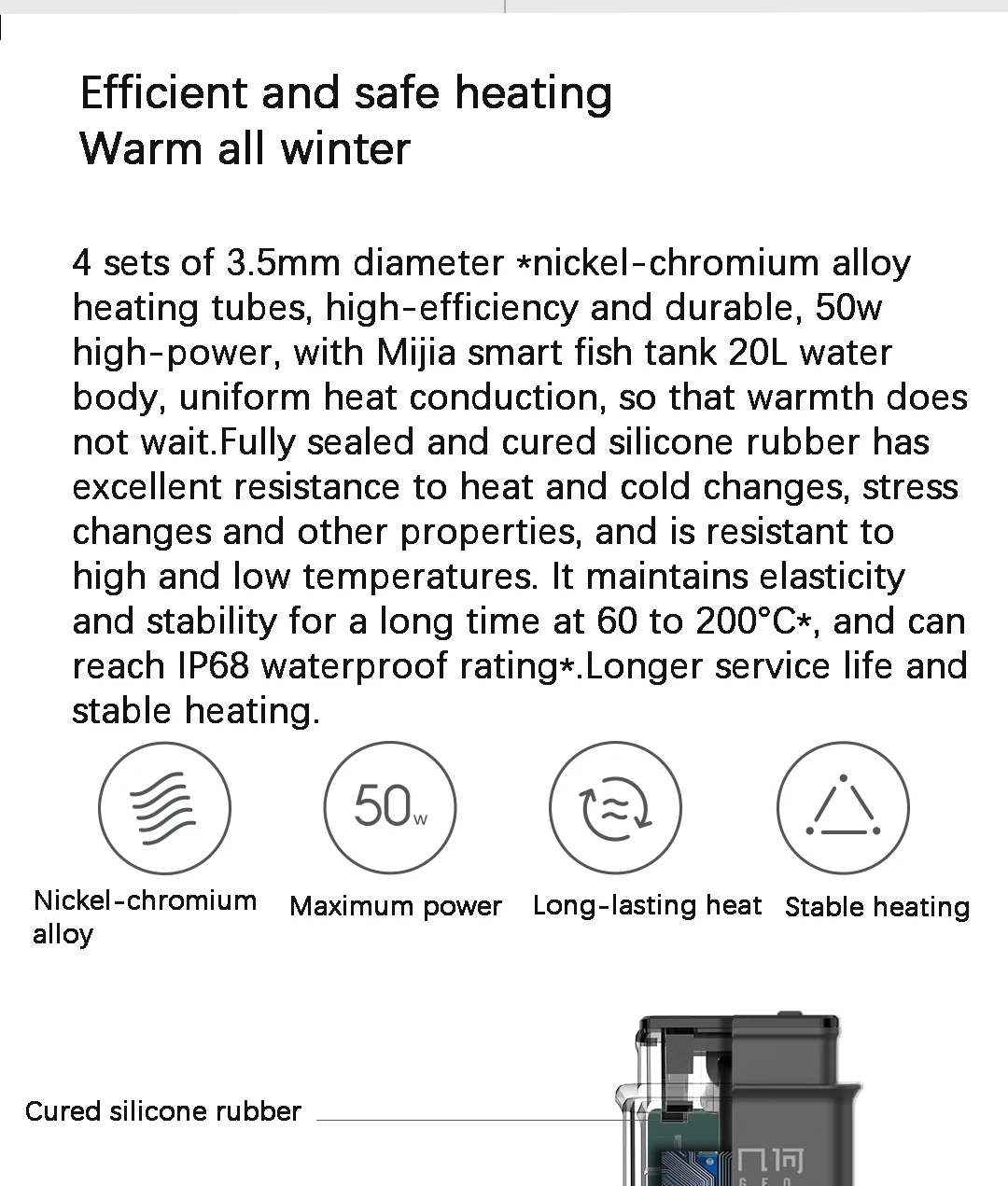 dedicated For mijia Smart Fish Tank 50W Heater Smart MYG100G1 Constant Temperature and Precise Temperature Control