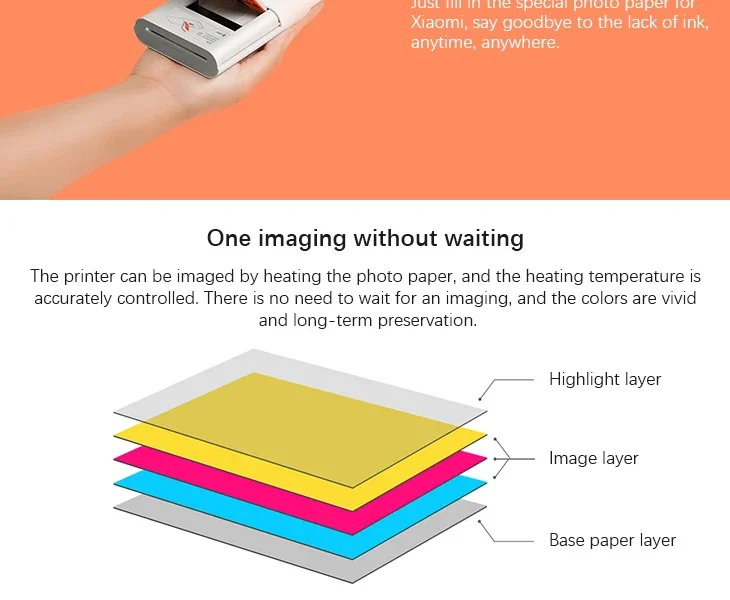 Original 100% Mijia ZINK Pocket Printer Paper Self-adhesive Photo Print 50pcs Sheets For Xiaomi 3-inch Mini Pocket Photo Printer