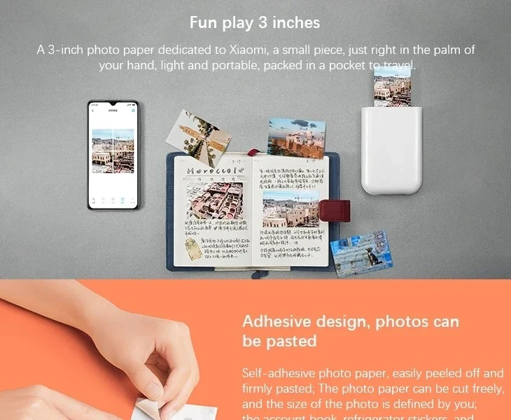 Original 100% Mijia ZINK Pocket Printer Paper Self-adhesive Photo Print 50pcs Sheets For Xiaomi 3-inch Mini Pocket Photo Printer