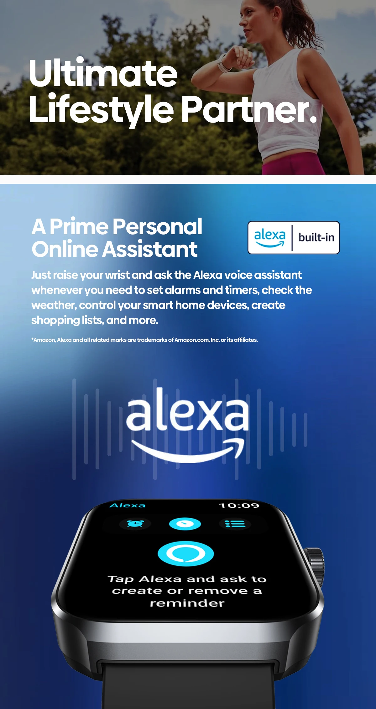 New Zeblaze Beyond 3 Plus GPS Smart Watch 1.78'' AMOLED Display Built-in Alexa Make/Receive Phone Calls 3ATM Sports Smartwatch