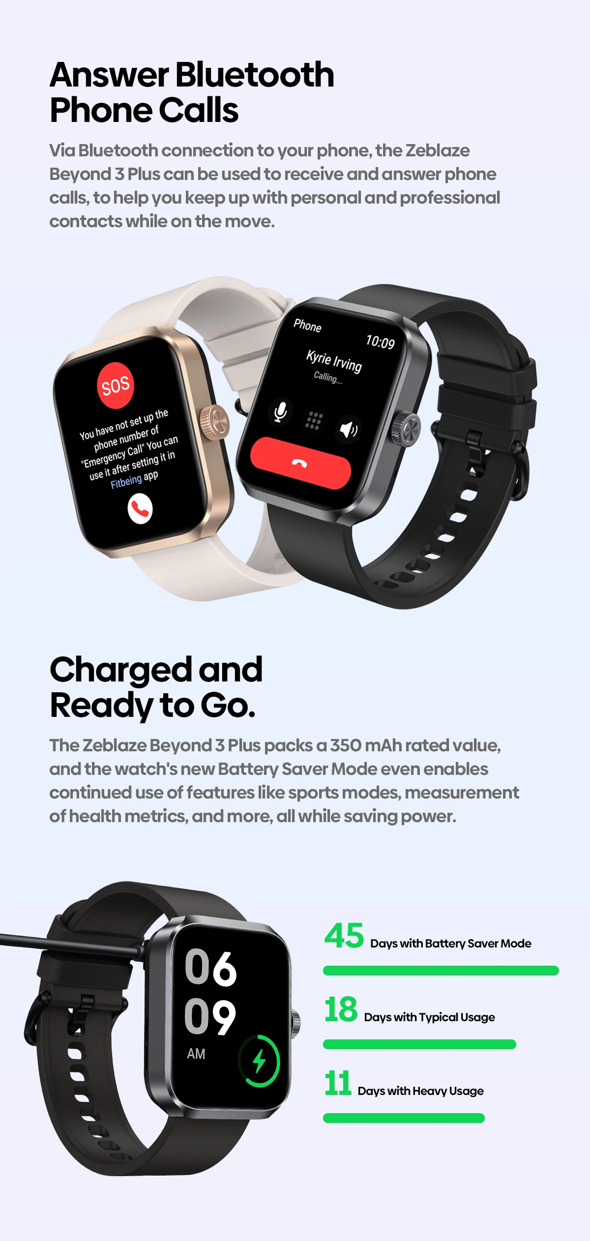 New Zeblaze Beyond 3 Plus GPS Smart Watch 1.78'' AMOLED Display Built-in Alexa Make/Receive Phone Calls 3ATM Sports Smartwatch
