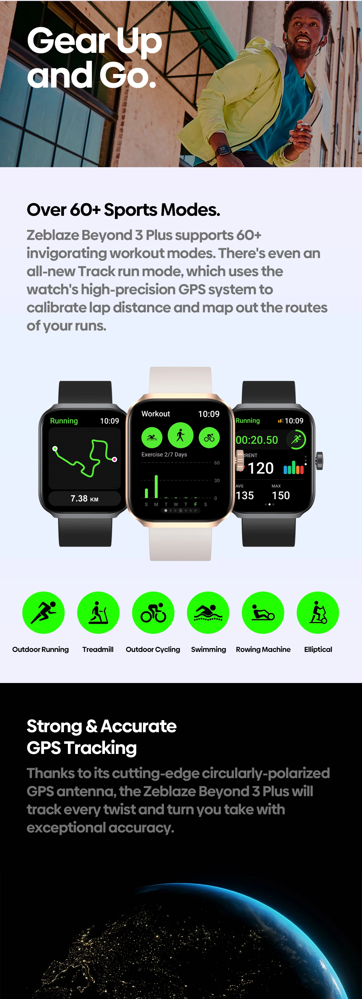 New Zeblaze Beyond 3 Plus GPS Smart Watch 1.78'' AMOLED Display Built-in Alexa Make/Receive Phone Calls 3ATM Sports Smartwatch