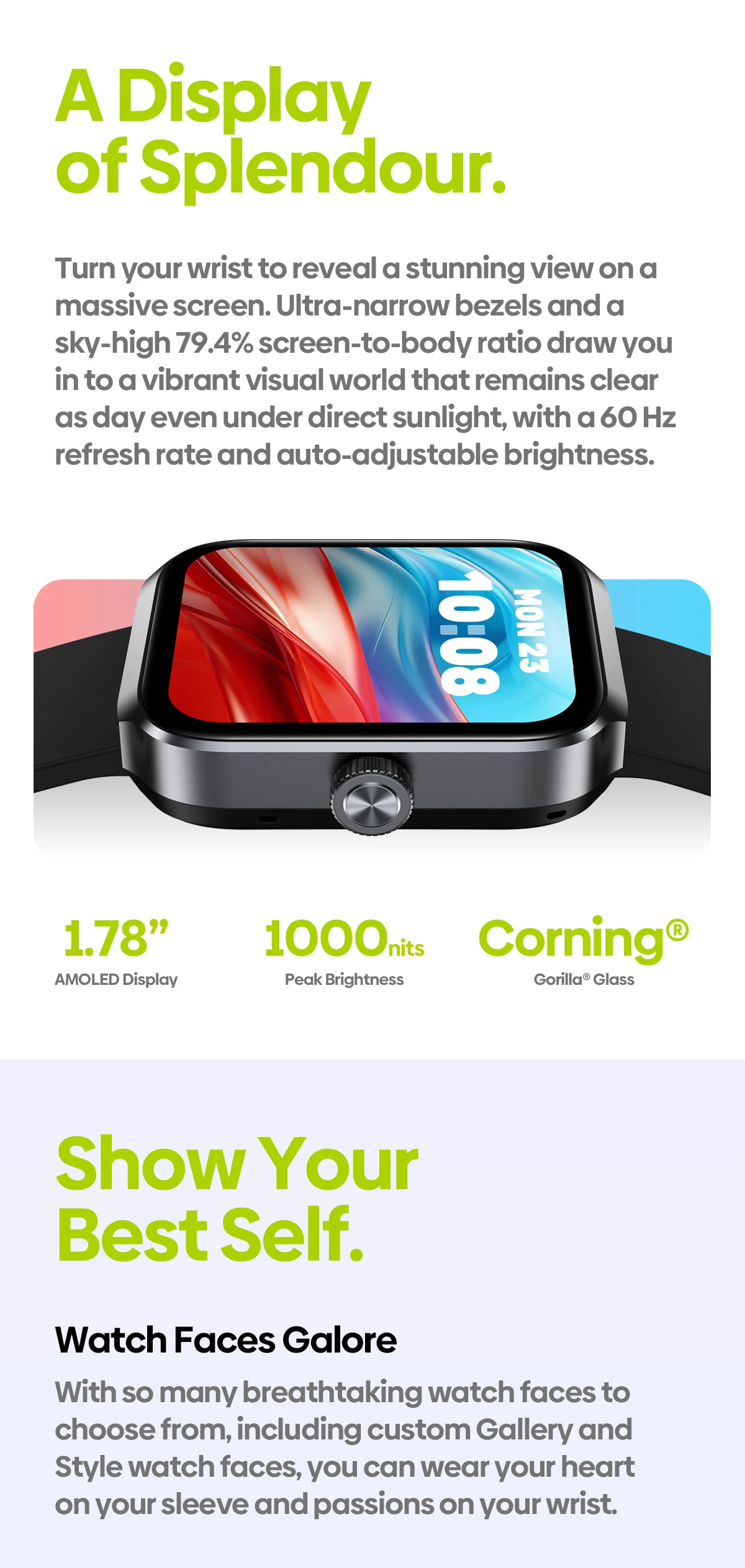 New Zeblaze Beyond 3 Plus GPS Smart Watch 1.78'' AMOLED Display Built-in Alexa Make/Receive Phone Calls 3ATM Sports Smartwatch