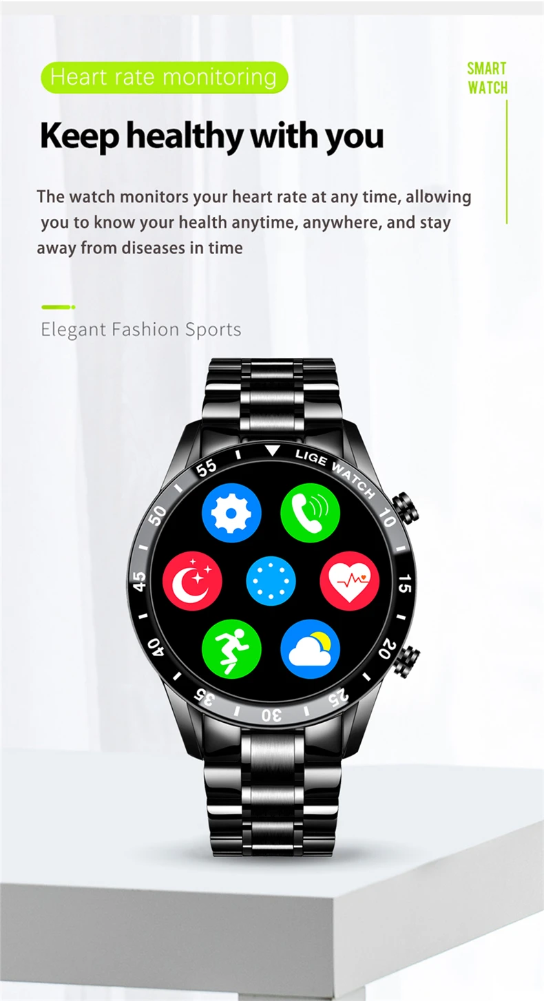 LIGE 2026 Smart Watch For Men Full Circle Touch Screen Bluetooth Call Men Smartwatch Waterproof Sport Activity Fitness Watch+Box