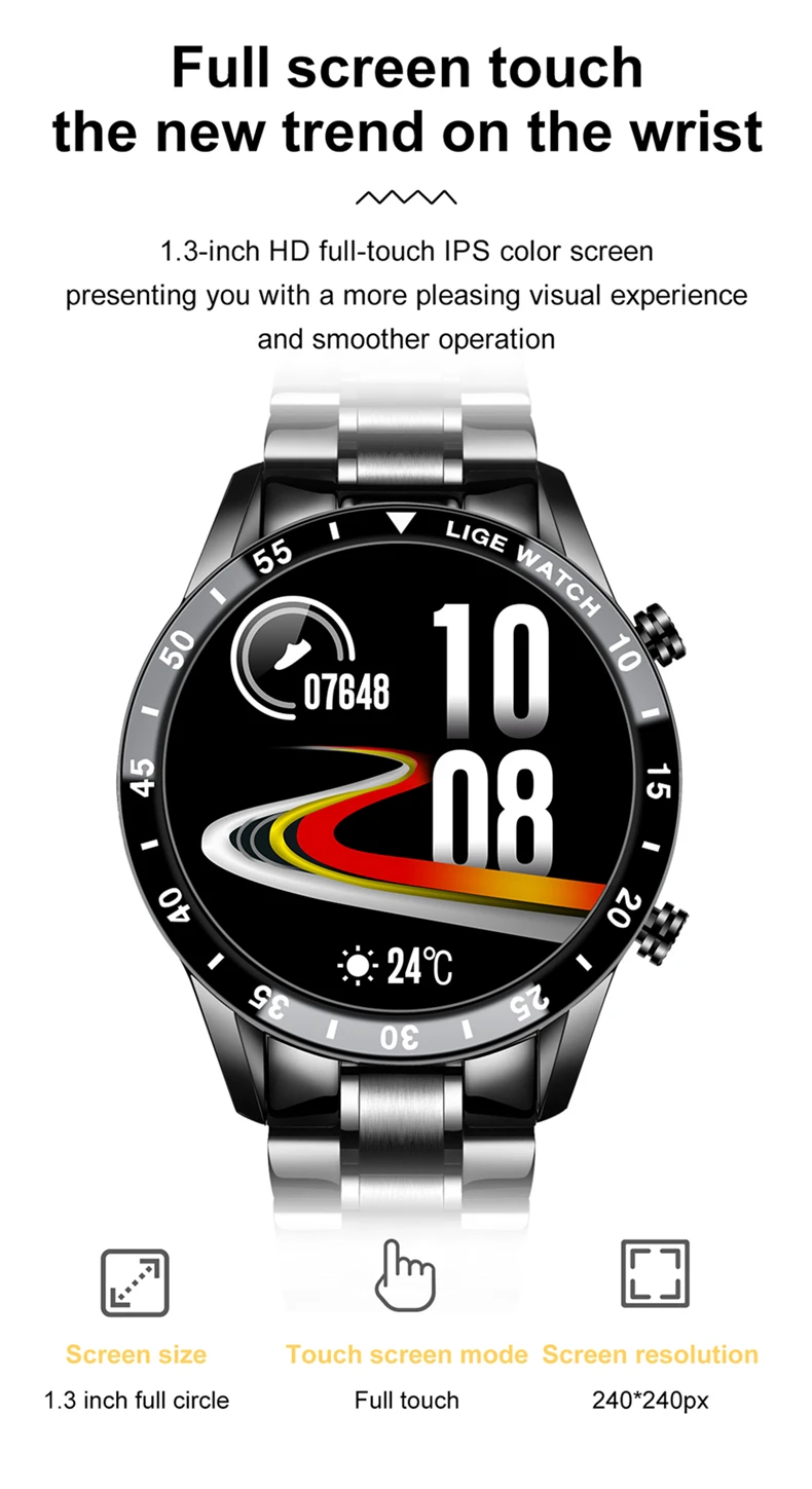 LIGE 2026 Smart Watch For Men Full Circle Touch Screen Bluetooth Call Men Smartwatch Waterproof Sport Activity Fitness Watch+Box