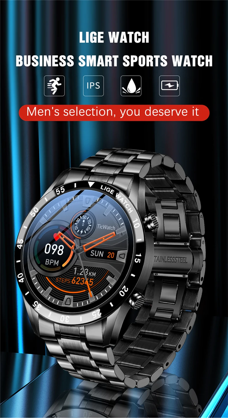 LIGE 2026 Smart Watch For Men Full Circle Touch Screen Bluetooth Call Men Smartwatch Waterproof Sport Activity Fitness Watch+Box