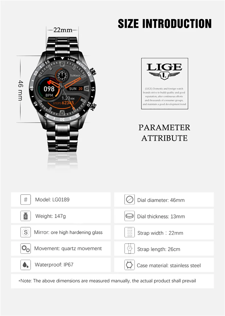 LIGE 2026 Smart Watch For Men Full Circle Touch Screen Bluetooth Call Men Smartwatch Waterproof Sport Activity Fitness Watch+Box