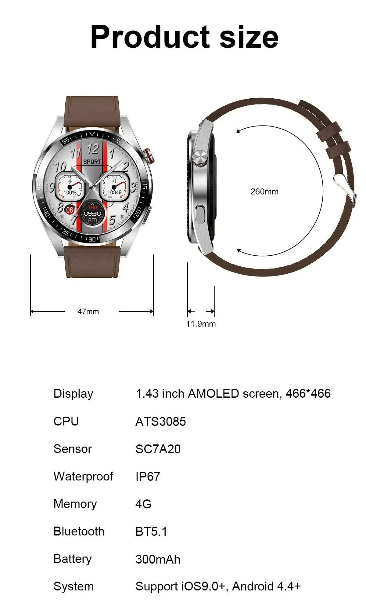 Z30 Pro Smart Watch Men Women Waterproof Wrist Watches 1.43" AMOLED Smartwatch Men Fitness Bracelet Local Music Wristwatch Clock