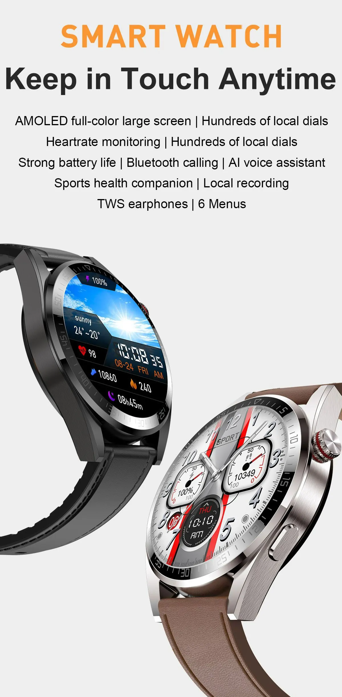 Z30 Pro Smart Watch Men Women Waterproof Wrist Watches 1.43" AMOLED Smartwatch Men Fitness Bracelet Local Music Wristwatch Clock