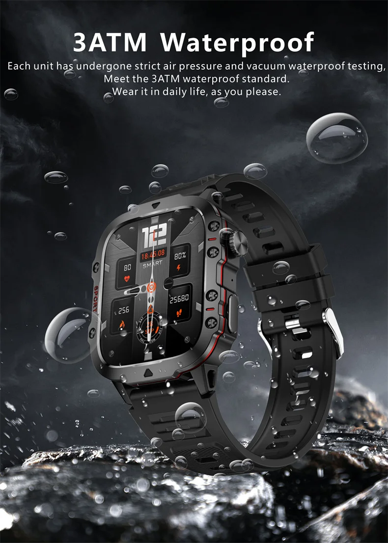 2026 Rugged Military Smart Watch Men Outdoor Watches lP68 Waterproof 2.01" Al Voice Bluetooth Call Smartwatch For Android lOS
