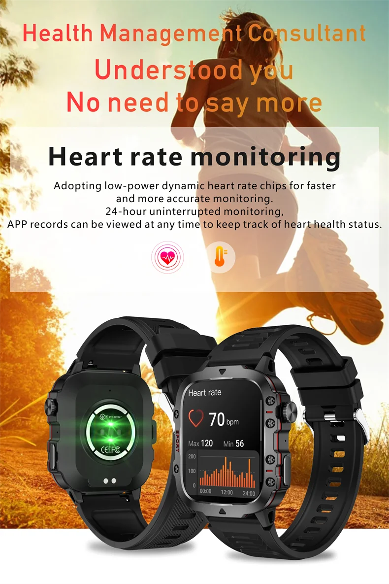 2026 Rugged Military Smart Watch Men Outdoor Watches lP68 Waterproof 2.01" Al Voice Bluetooth Call Smartwatch For Android lOS