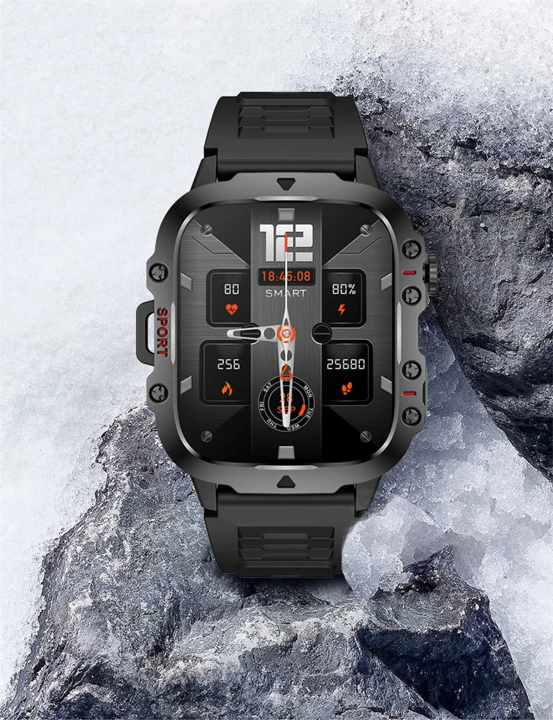 2026 Rugged Military Smart Watch Men Outdoor Watches lP68 Waterproof 2.01" Al Voice Bluetooth Call Smartwatch For Android lOS