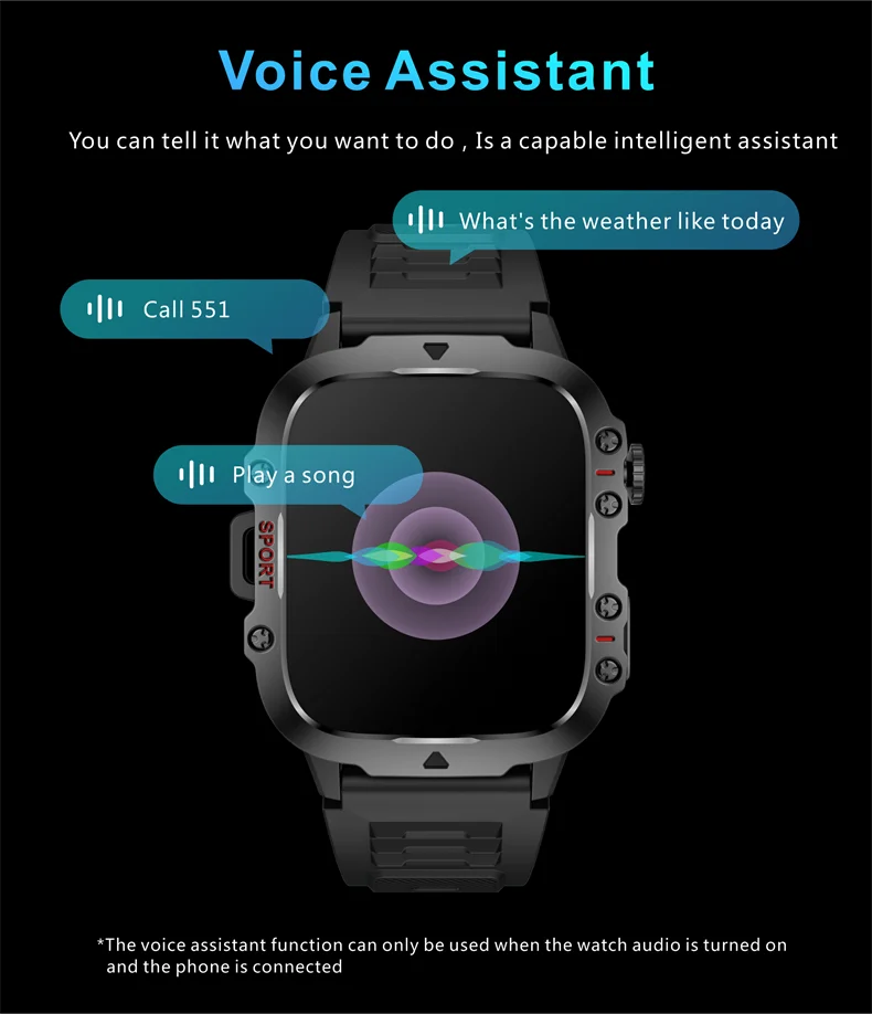 2026 Rugged Military Smart Watch Men Outdoor Watches lP68 Waterproof 2.01" Al Voice Bluetooth Call Smartwatch For Android lOS