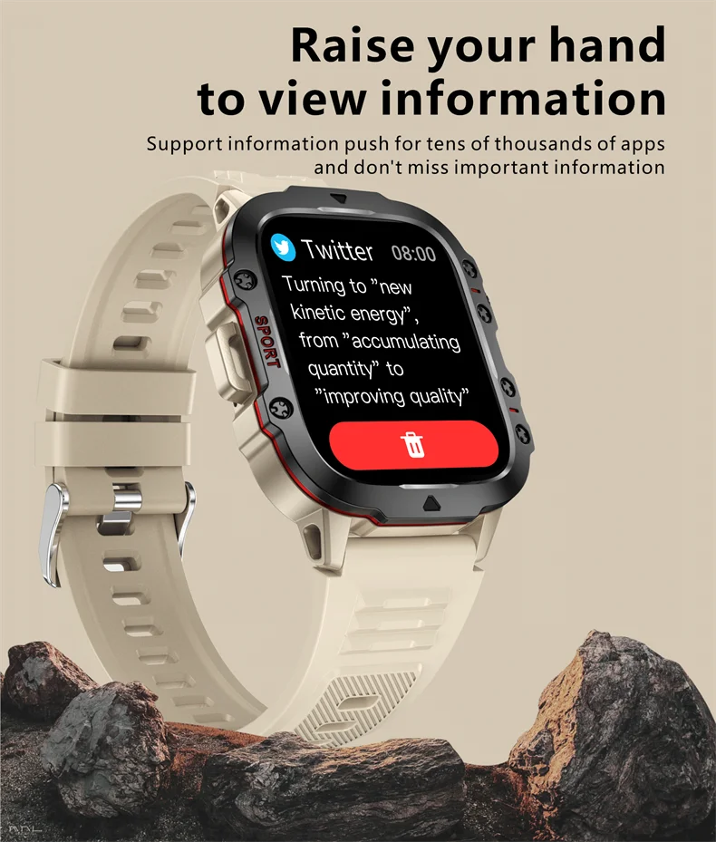 2026 Rugged Military Smart Watch Men Outdoor Watches lP68 Waterproof 2.01" Al Voice Bluetooth Call Smartwatch For Android lOS