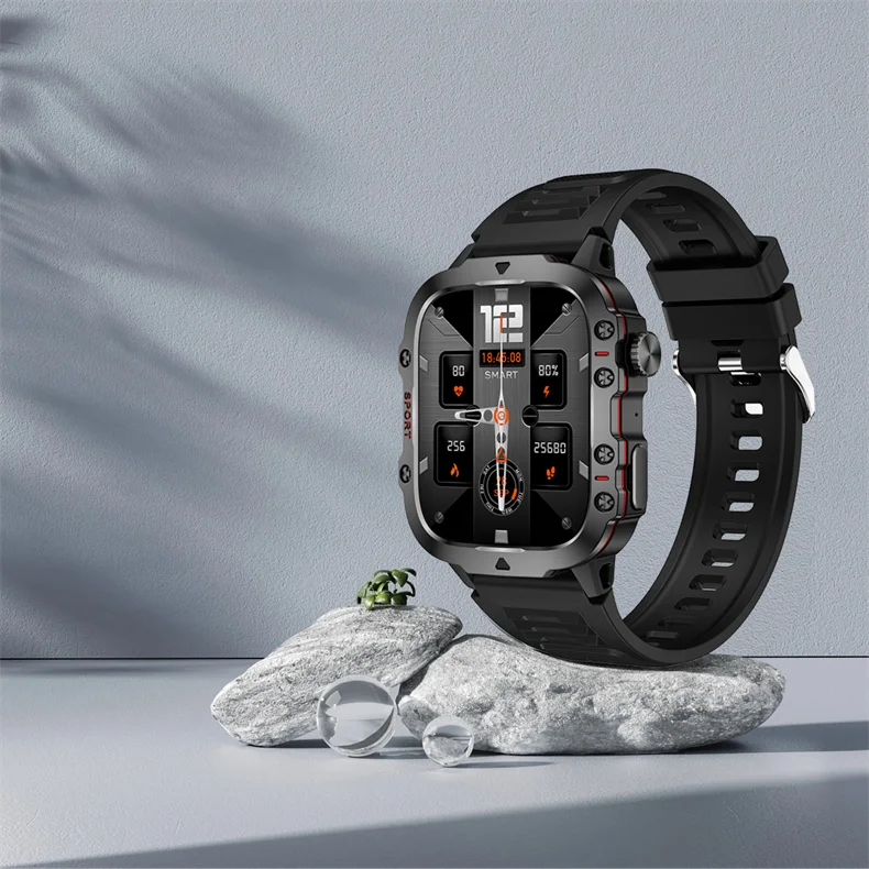 2026 Rugged Military Smart Watch Men Outdoor Watches lP68 Waterproof 2.01" Al Voice Bluetooth Call Smartwatch For Android lOS