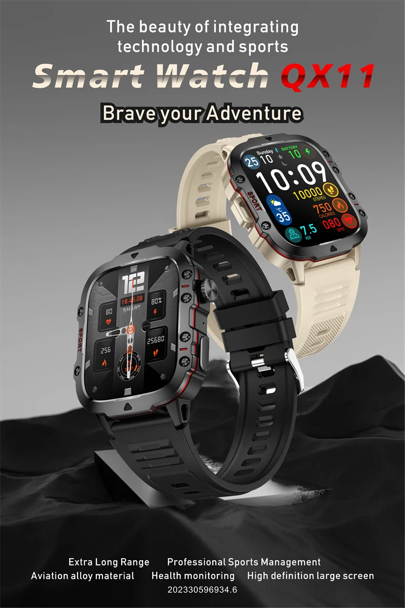 2026 Rugged Military Smart Watch Men Outdoor Watches lP68 Waterproof 2.01" Al Voice Bluetooth Call Smartwatch For Android lOS