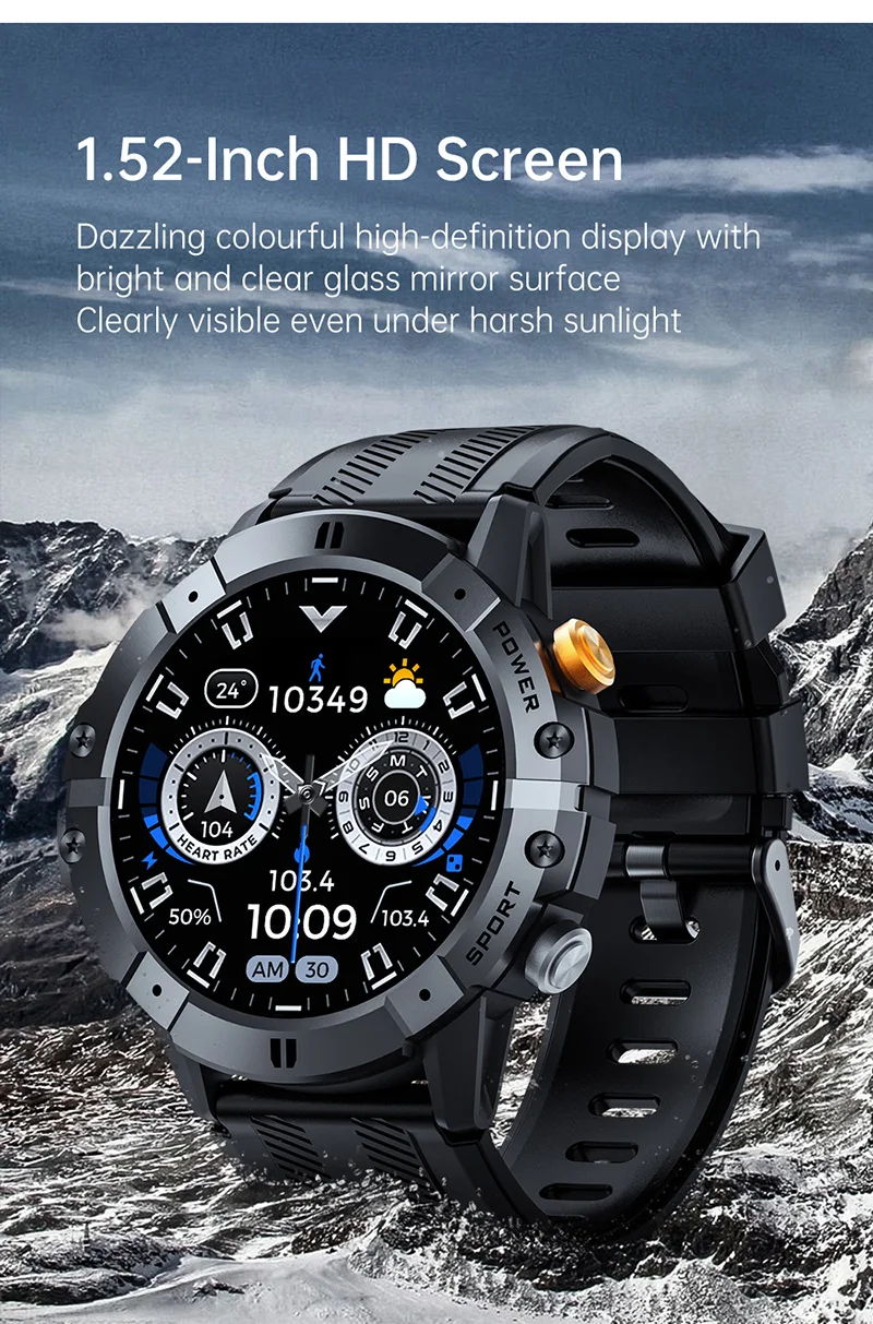 CUBOT C29 SmartWatch 1.52-inch 1ATM Waterproof Sport Watch for Men 410mAh Battery, Bluetooth Call, Heart Rate&24H Health Monitor