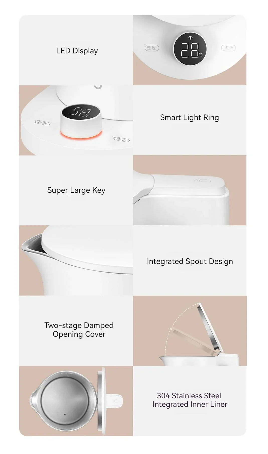 XIAOMI MIJIA Thermostatic Electric Kettle 2 Pro Smart LED Display Screen Stepless Temperature Adjustable Teapot APP Control