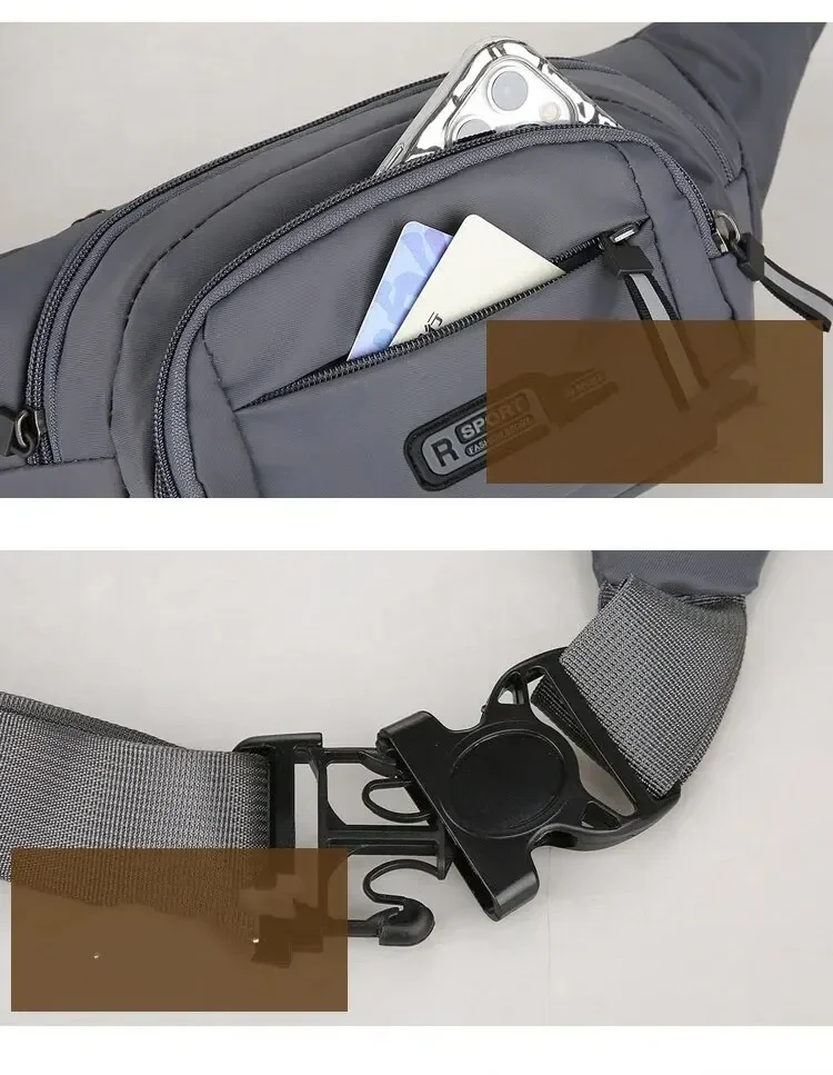 Men Canvas Fit Waistpack Mobile Fanny Waist Packs Men's Sports Outdoor Leisure Running Anti Theft Ultra Thin Invisible Waist Bag