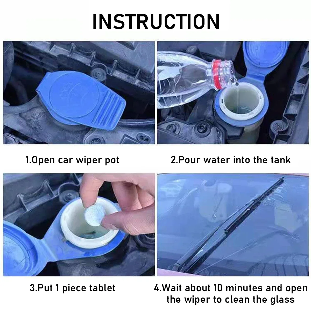 ‌All-Season Windshield Washer Effervescent Tablet (Solid Concentrate) Shellac-Free Formula