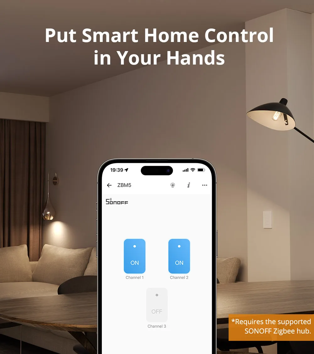 SONOFF ZBM5 SwitchMan Zigbee Smart Wall Switch Supports No Neutral and Neutral Wire Detach Relay Mode Works with Home Assistant