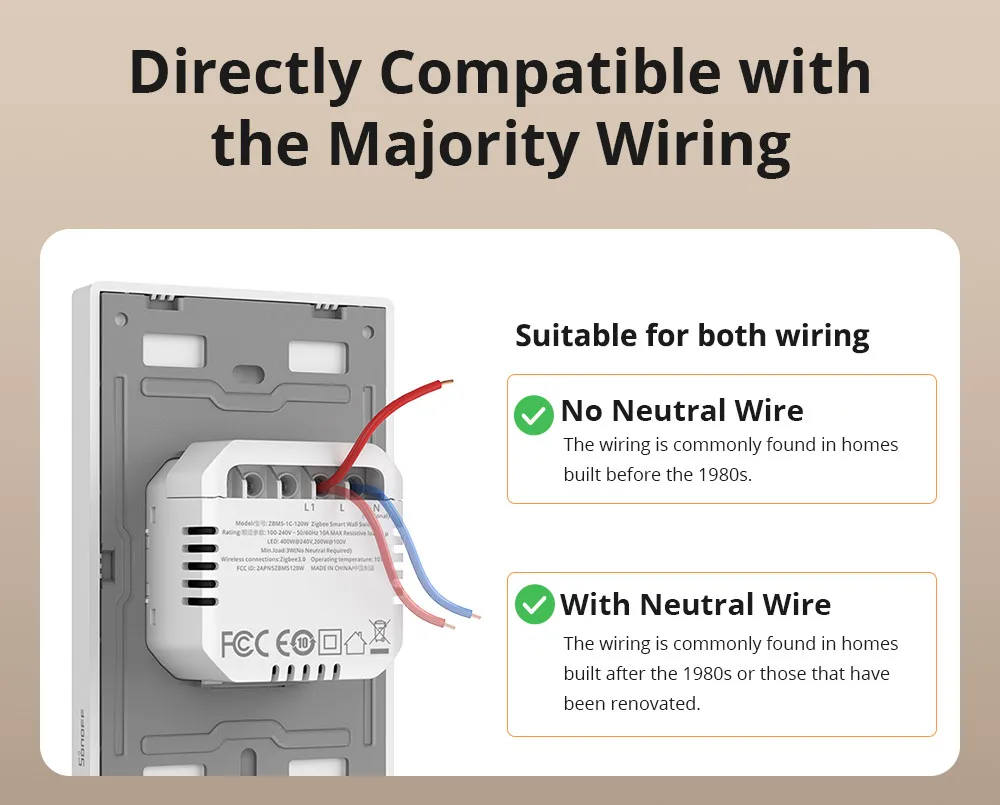 SONOFF ZBM5 SwitchMan Zigbee Smart Wall Switch Supports No Neutral and Neutral Wire Detach Relay Mode Works with Home Assistant