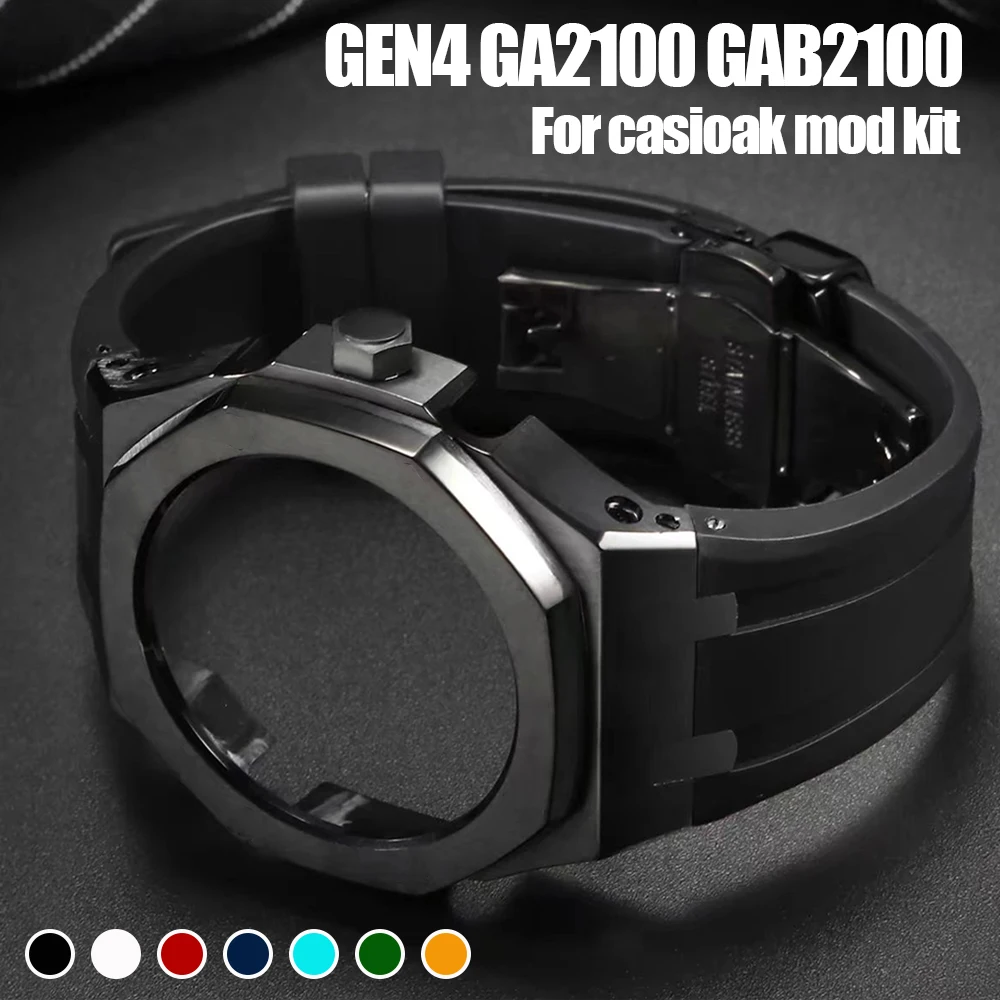 Gen4 Modification Kit for Casioak GA-2100 4th Generation Metal Watch & Rubber Watch Strap for G Shock Mod Kit GA2100 GA2110