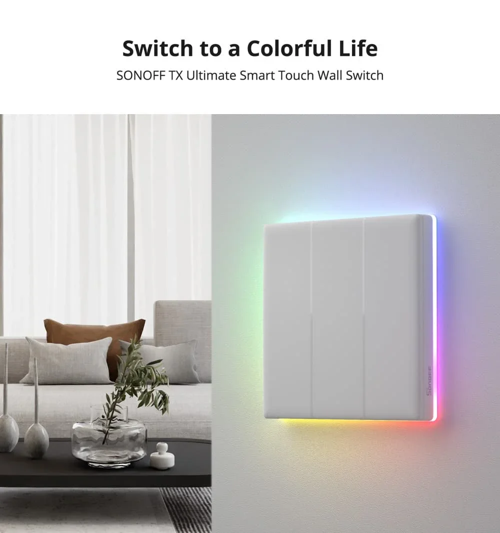 SONOFF Ultimate T5 Smart Wall Switch TX Full Touch Access LED Light Edge Multi-Sensory EWeLink Remote Control Via Alexa Google