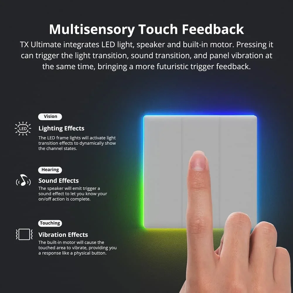 SONOFF Ultimate T5 Smart Wall Switch TX Full Touch Access LED Light Edge Multi-Sensory EWeLink Remote Control Via Alexa Google