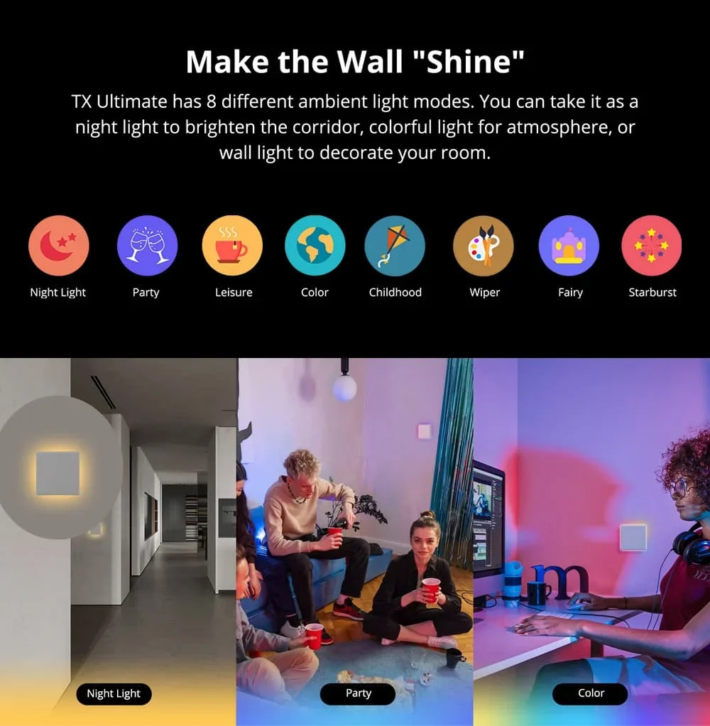 SONOFF Ultimate T5 Smart Wall Switch TX Full Touch Access LED Light Edge Multi-Sensory EWeLink Remote Control Via Alexa Google