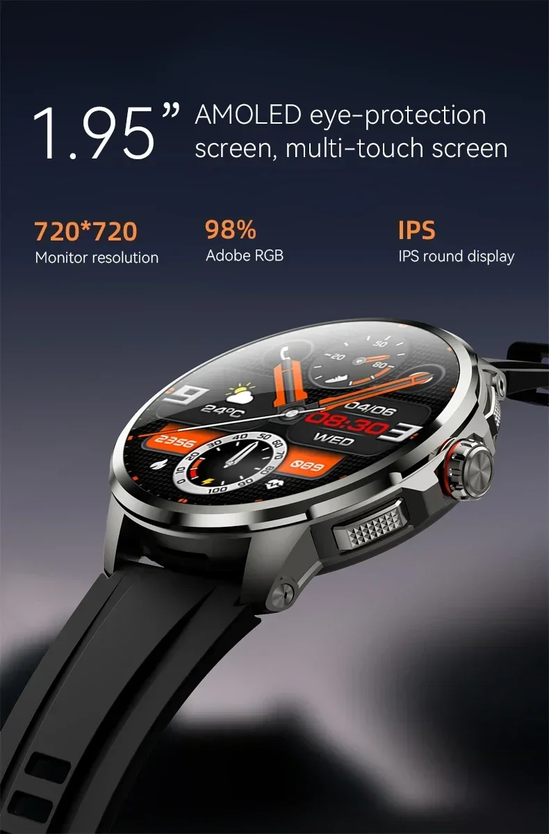 4G Full Network GPS Smart Watch 720*720 AMOLED 2100mah 16GB+256GB RAM Camera Video Call WIFI Google APPS Download 5G Smartwatch