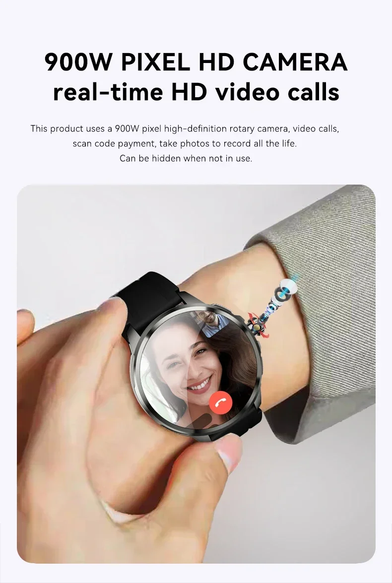 4G Full Network GPS Smart Watch 720*720 AMOLED 2100mah 16GB+256GB RAM Camera Video Call WIFI Google APPS Download 5G Smartwatch