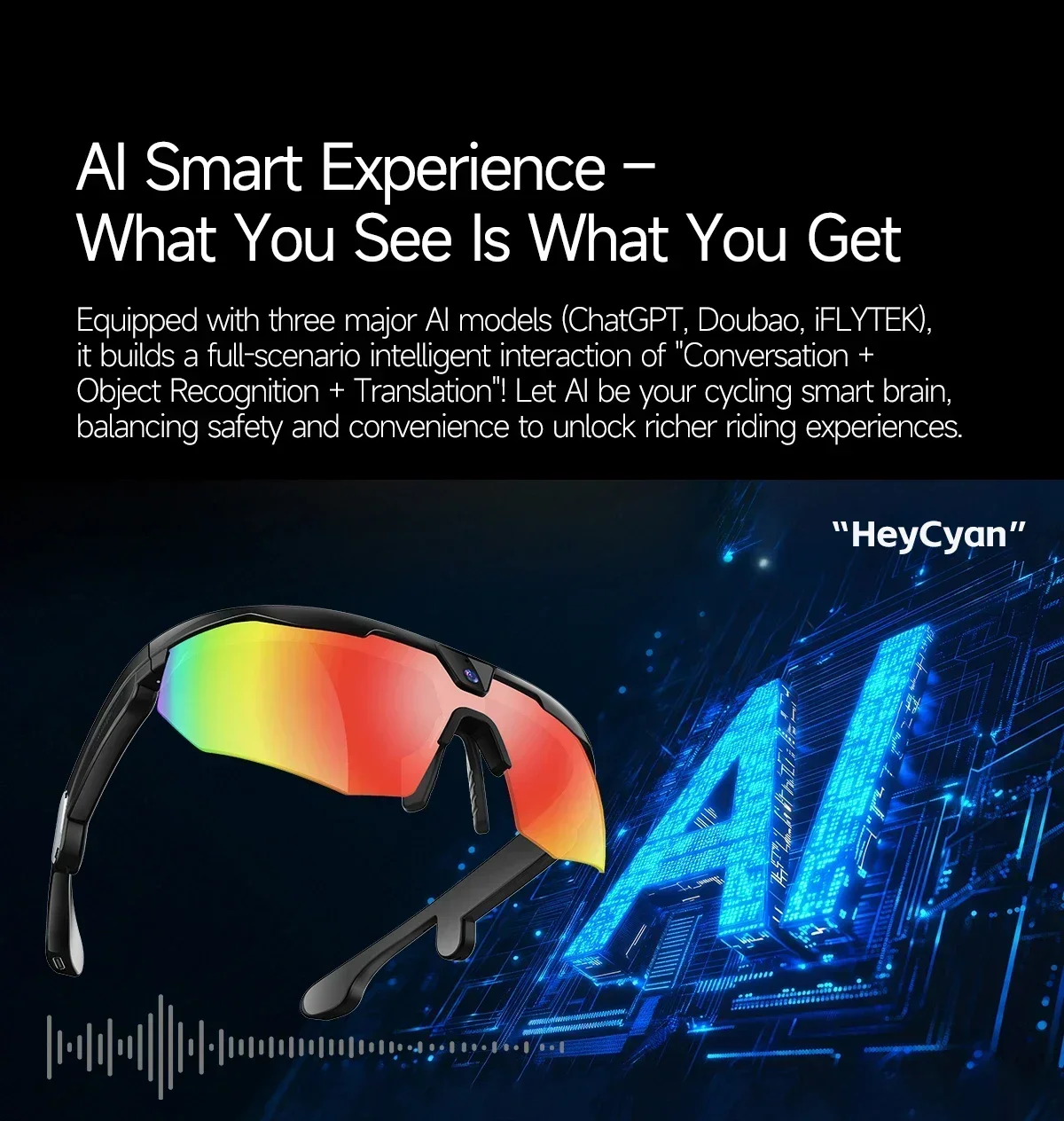 Outdoor Sports Sunglasses 2026 New Smart Cycling Glasses BT Call AI Translation AI Conversation 32MP HD Photo 8MP HD Camera