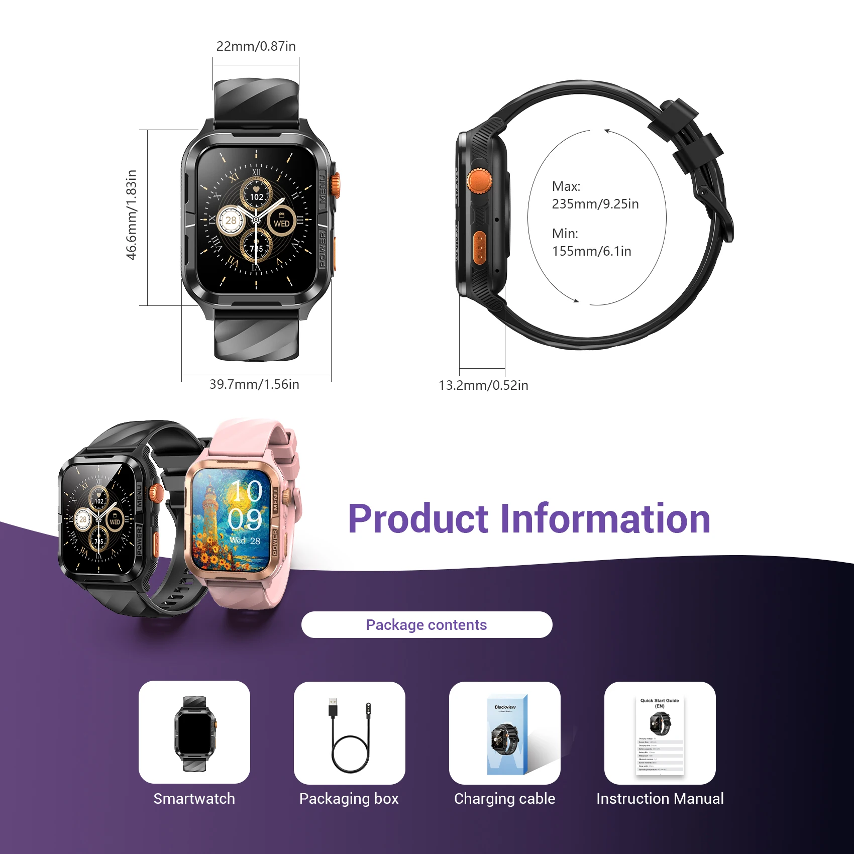 【World premiere】Blackview W10 PRO Smart watch 1.83" Display Outdoor GPS DA GPT 600mAh with LED Flashlight Bluetooth Calling