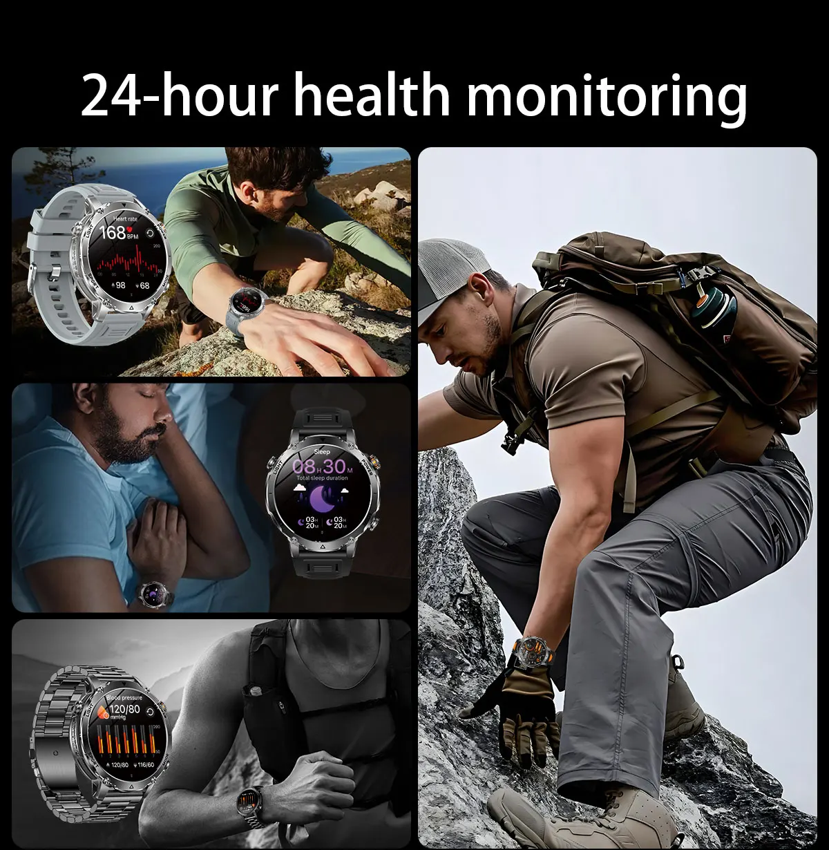 Military TANK Smart Watch 1400mAh Big Battery 10ATM Waterproof Rugged Outdoor SOS Alert Heart Rate Fitness Trackr Smart Bracelet